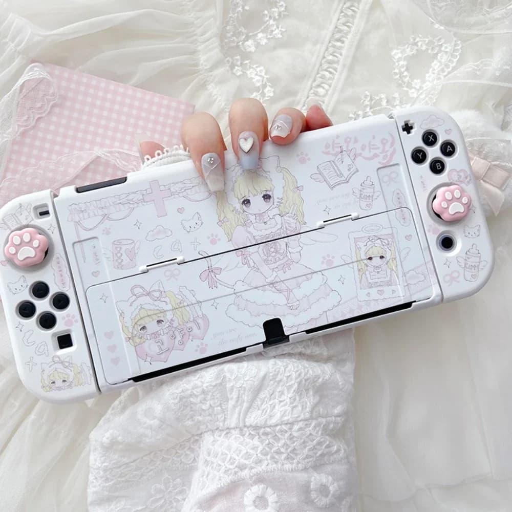 Custodia per switch per ragazza Kawaii dal design originale Custodia per console di gioco anime secondaria per custodia Joy-Con per controller Oled/lite per Nintendo Switch