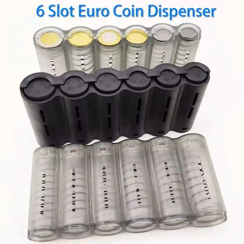 Portable 6 Euro Coins Coins Distributor Euro Collector With Spring For Home Waiter Leading Coins Safe Saving