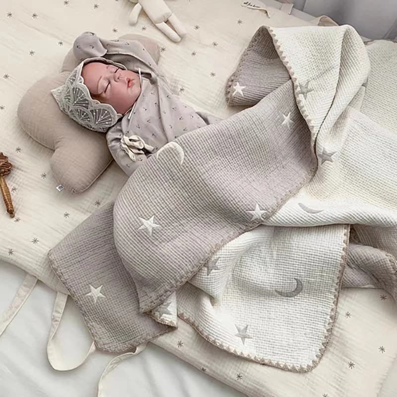 MILANCEL New Autumn Baby Blanket Infant Bear Moon Star Pillow Towel