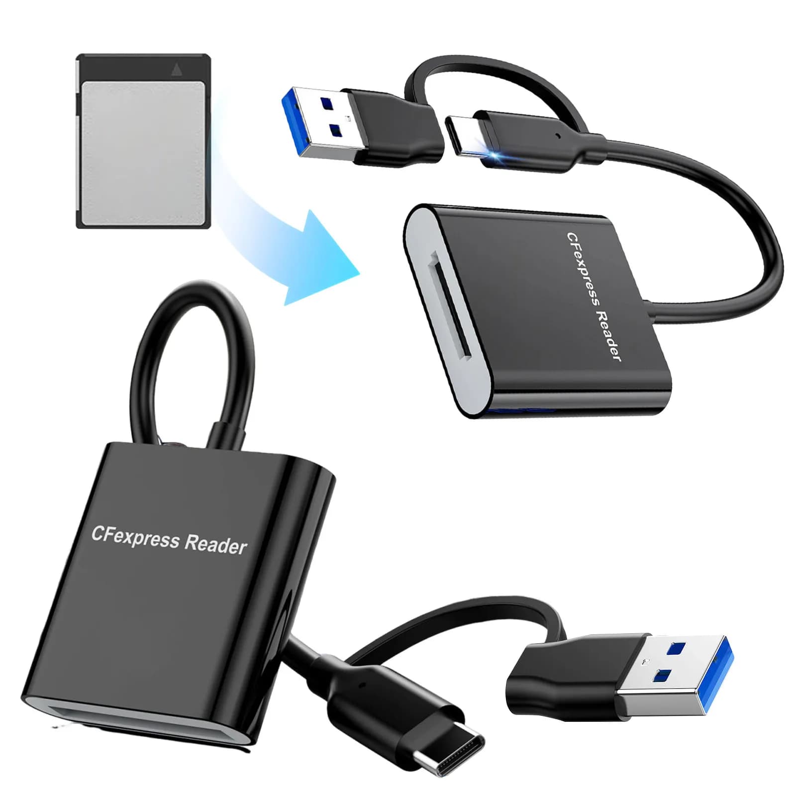 Digital Camera Adapter Transfer USB-C & A 2-in-1 Camera Memory Card Reader 10Gbps USB 3.2 Gen 2 (Not for Type A/C XQD Card)