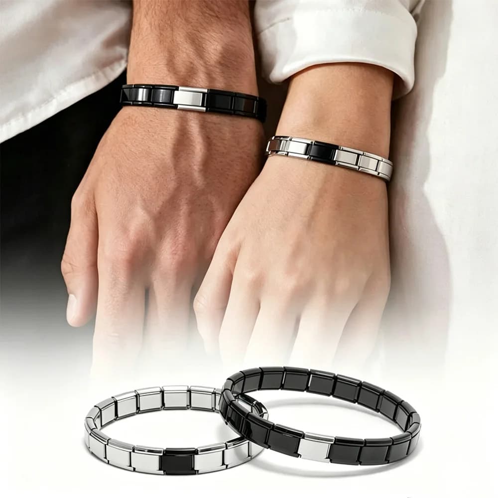 Regali per Coppie: Bracciali Modulari in Acciaio Inossidabile Italiano Nero e Argento, Catena Modulare Rimovibile Fai-da-Te per Regalo all'Innamorato