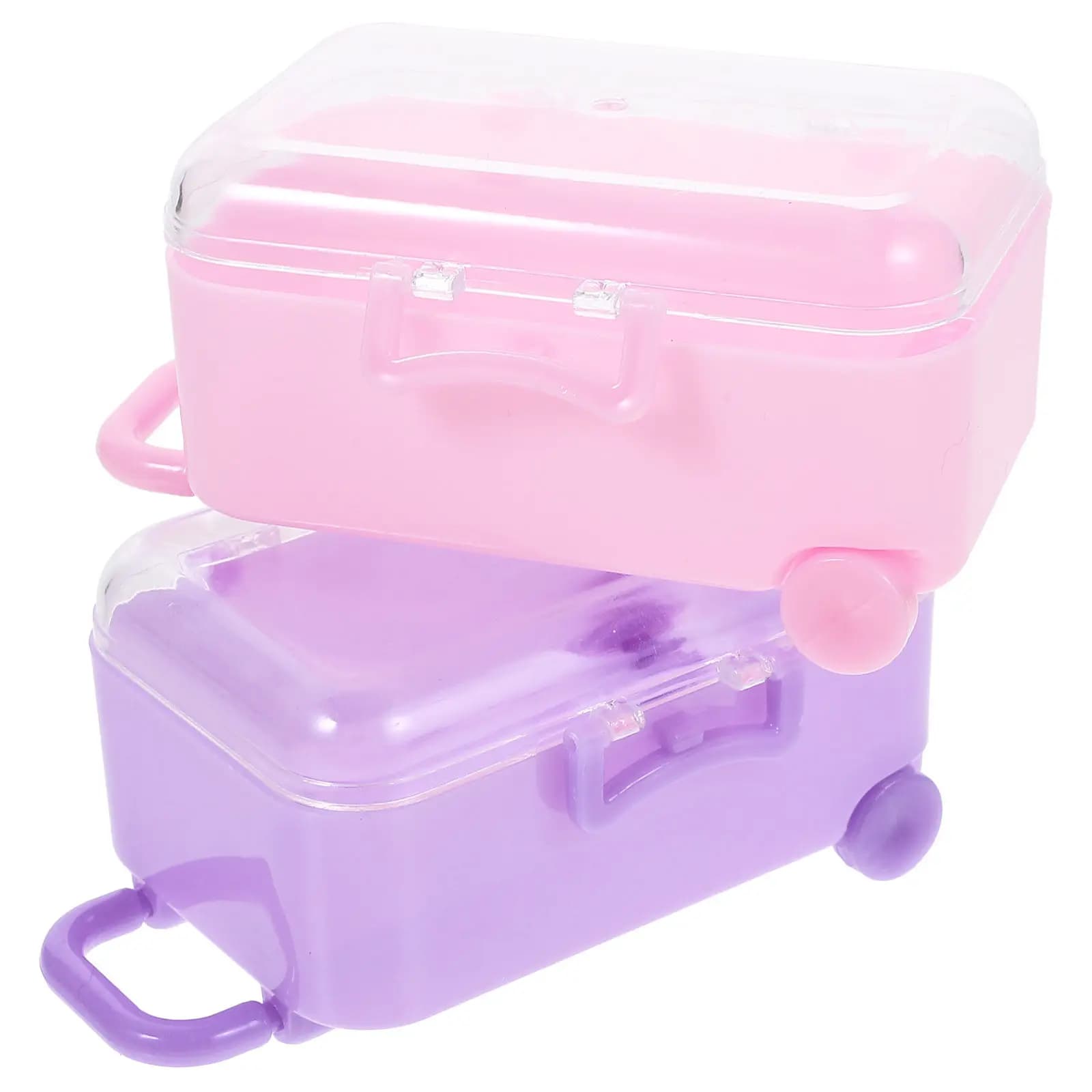 2 Pezzi Accessori Valigia Bambina, Mini Contenitore Portaoggetti in Plastica, Ornamento per Valigie da Bambina