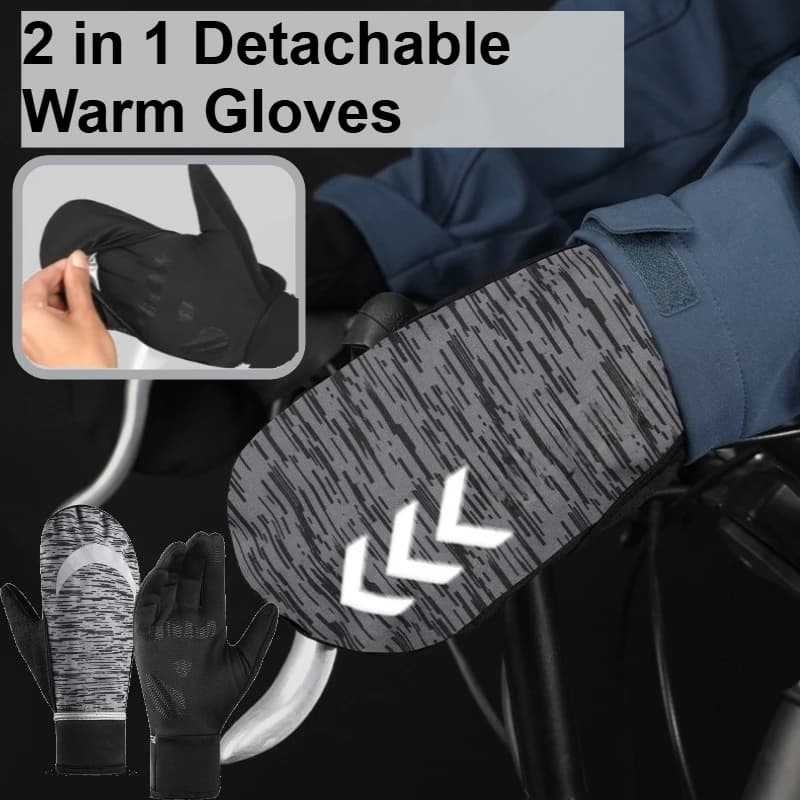 Guanti invernali 2 in 1 antivento impermeabili riflettenti antiscivolo peluche addensato ciclismo moto sci snowboard sport all'aria aperta