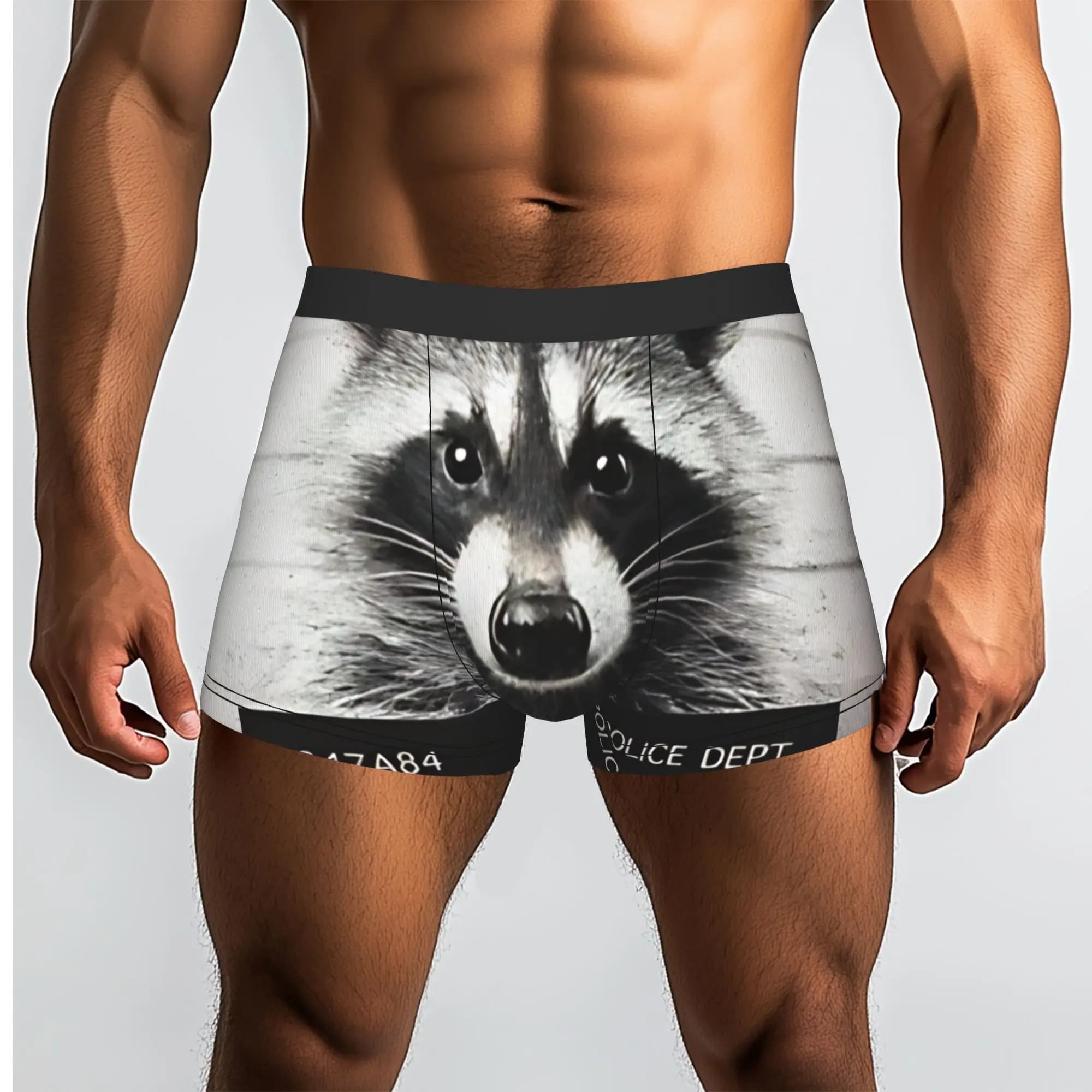 Mugshot raccoon Underpants Homme Panties Man Underwear Print Shorts Boxer Briefs