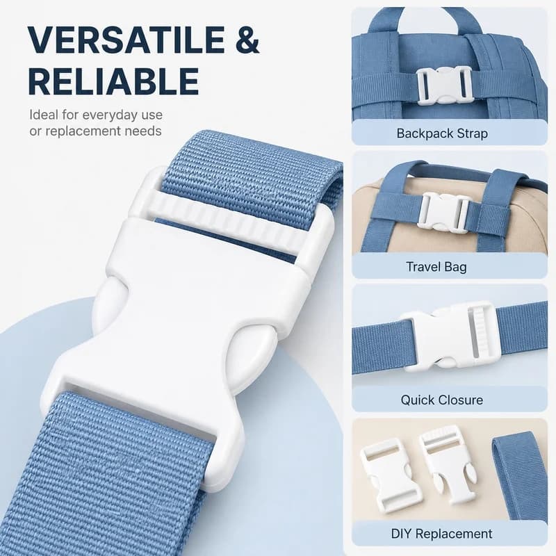 5/10Pcs 10-38mm Side Release Buckle White Plastic Clip for Backpack Chest Waist Compression Strap Travel Bag Webbing Replacement