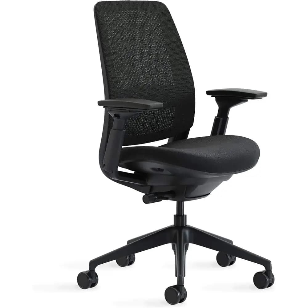 Sedia da Ufficio Ergonomica con Ruote o per Tappeti, Supporto Lombare Regolabile, Regolabile in Base al Peso e Braccioli - Licorice