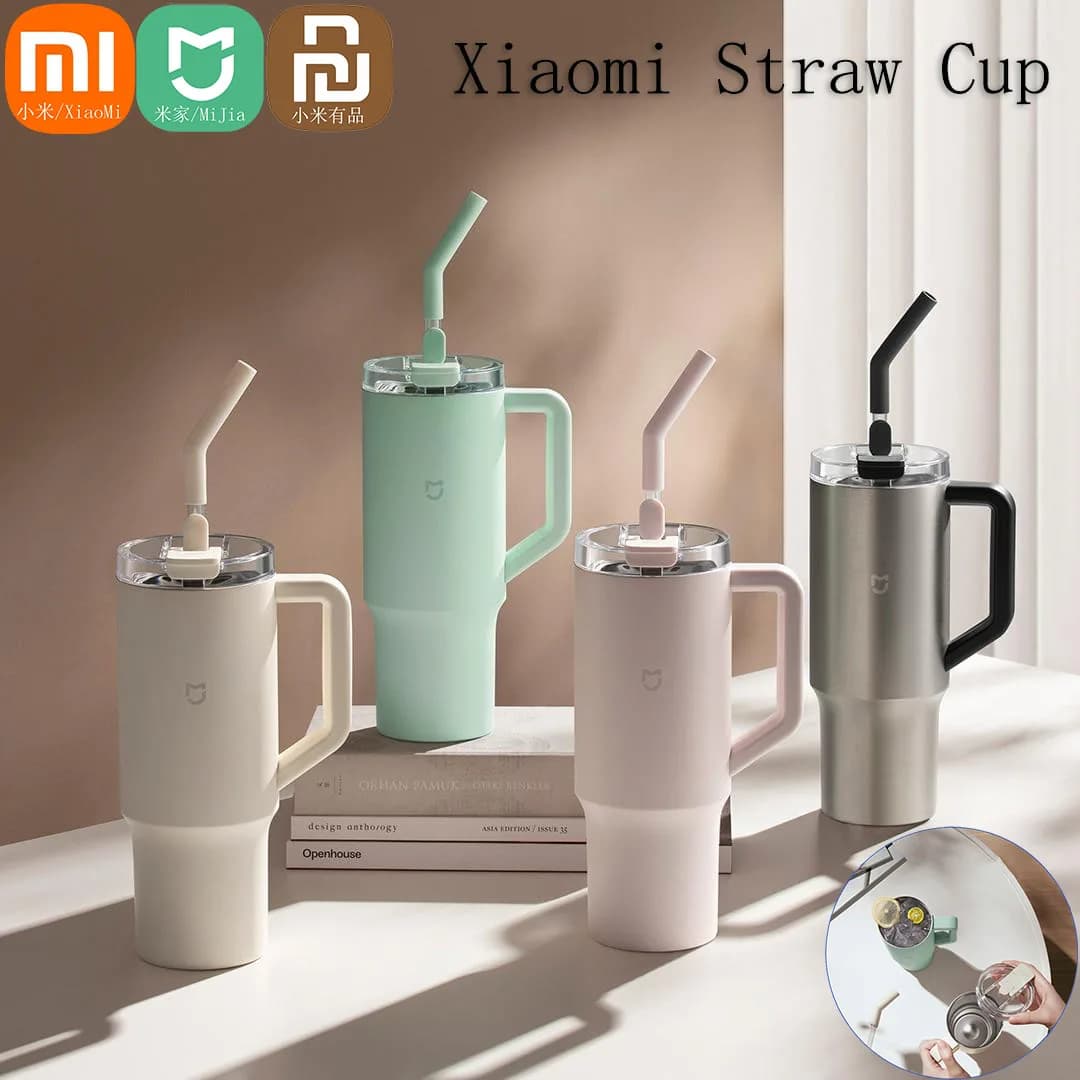 Xiaomi Mijia Smart Straw Cup 1L High Capacity 316L Stainless Steel Strong Cold Storage Insulation Food Contact Grade