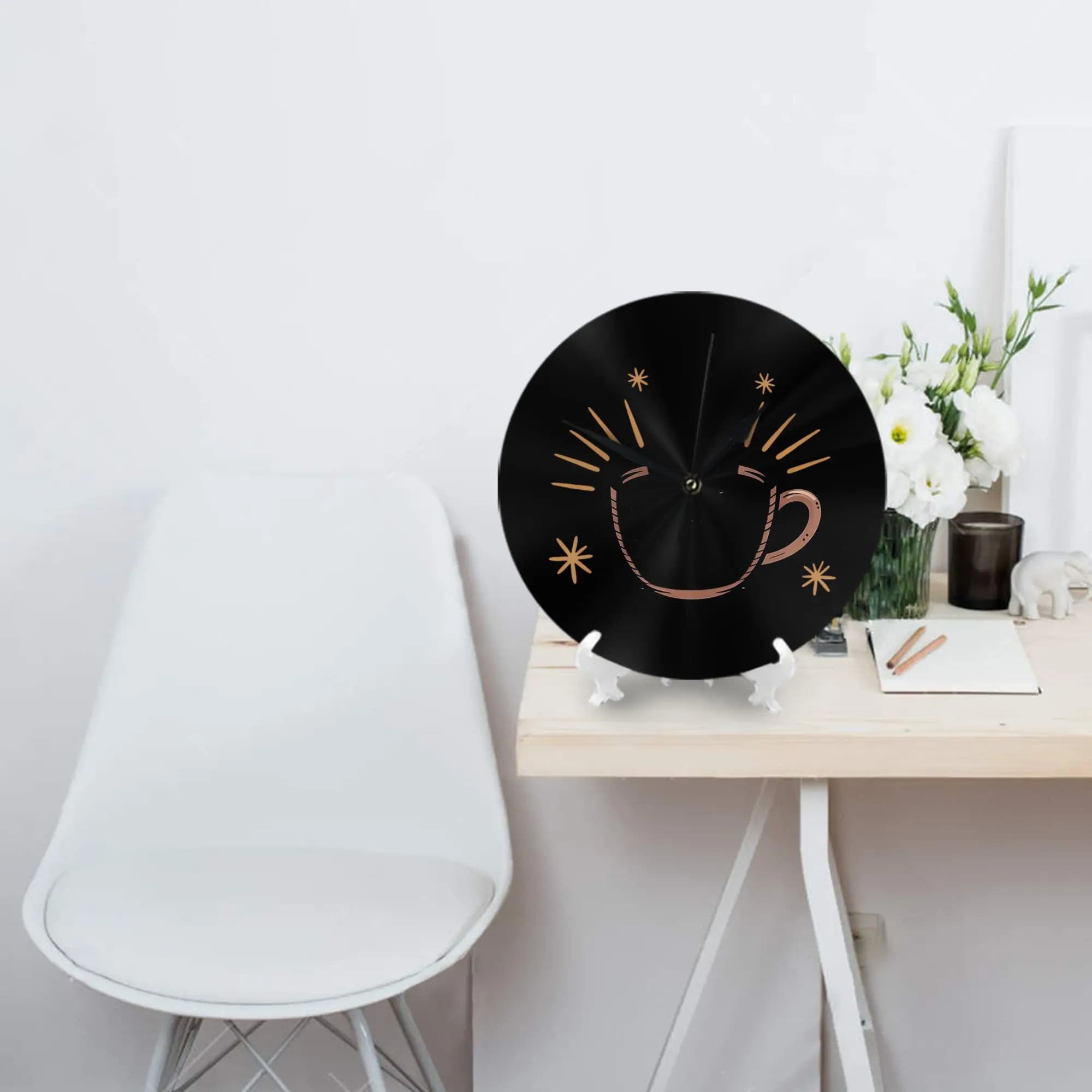 Pour Myself A cup of environment Wall clock Decorating room Silent round watch for bedroom Living room Kitchen Home