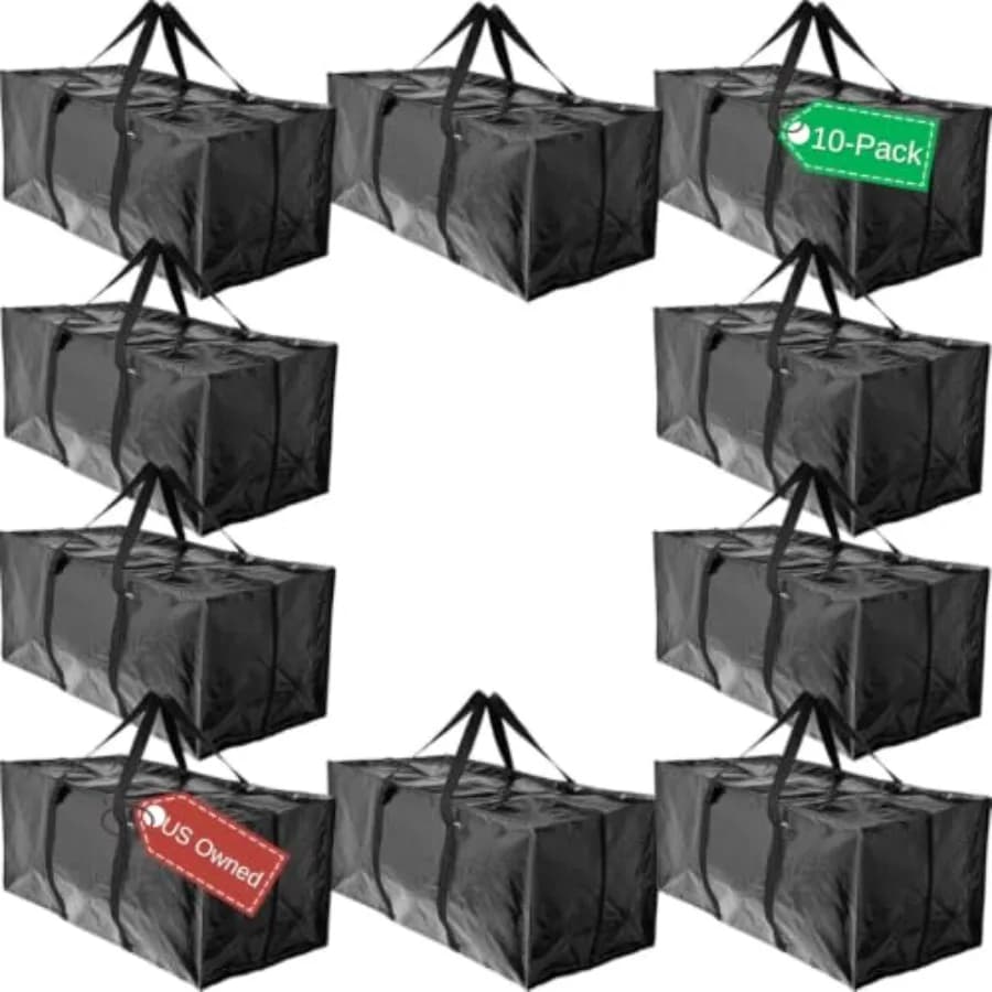 BAG-THAT! 10 Moving Bags Heavy Duty Extra Large Stronger Handles Wrap Storage Totes Zippered Reusable Packing Bags Moving Suppl
