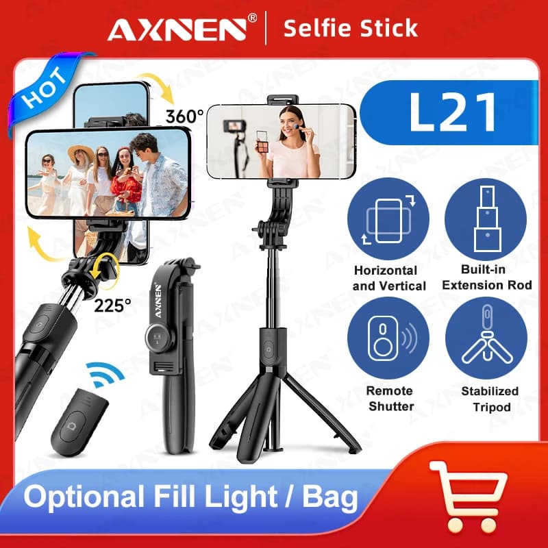 AXNEN L21 Selfie Stick treppiede per telefono, Selfie Stick Mobile Stand Action Camera monopiede, accessori per cellulari iPhone Android