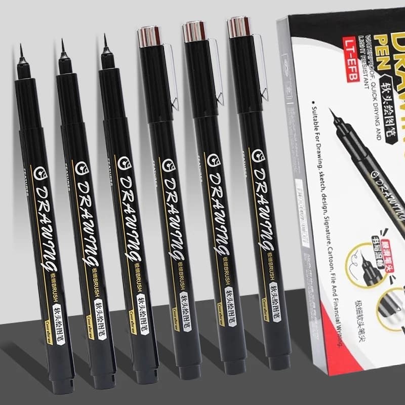 Highlight Marker Pens Soft Brush Tip Gel Pens Set for Art Calligraphy Sketching Drawing Hand Lettering Black Ink Brush Markers