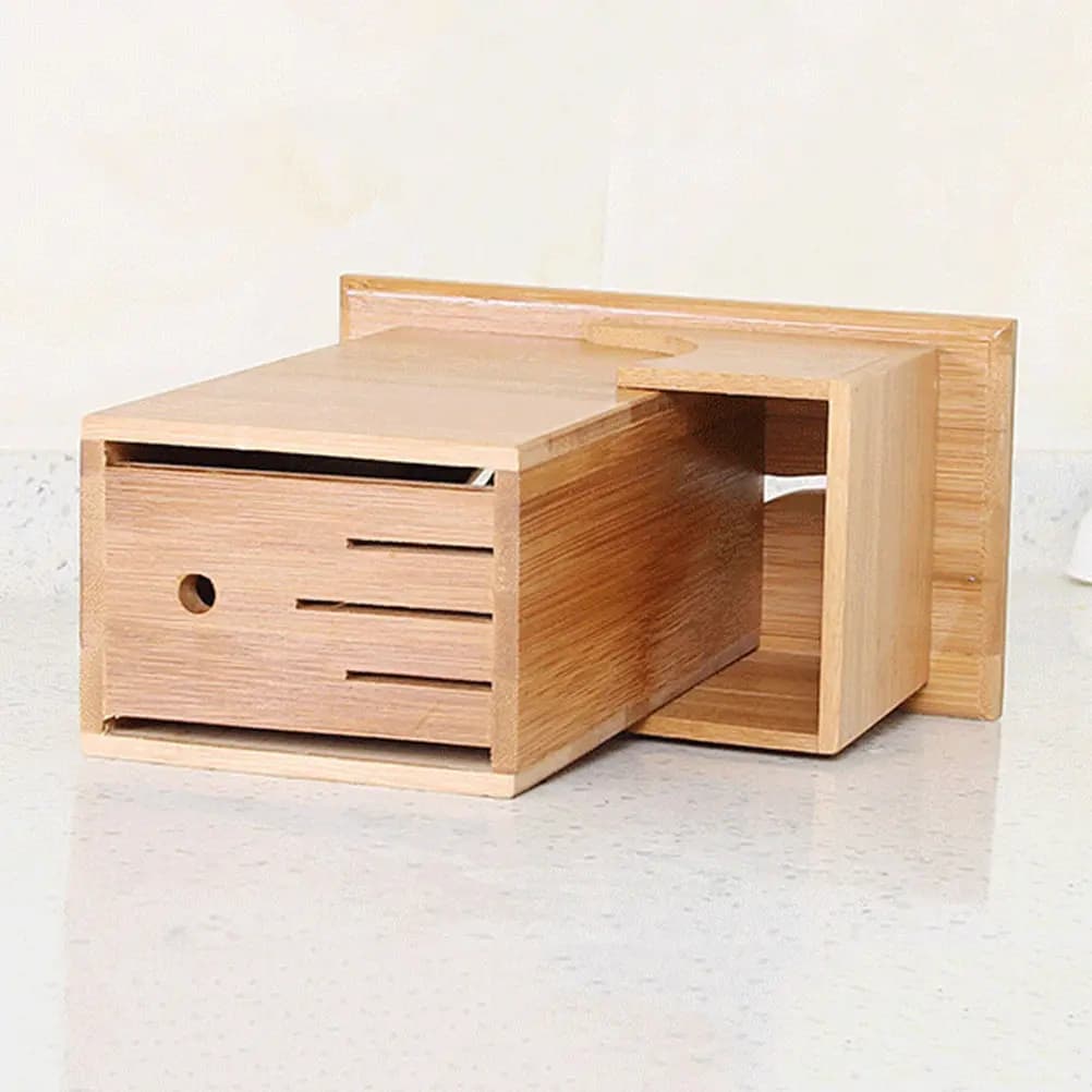 Bamboo Knife Block Storage Rack for Kitchen Countertop Organization Eco Friendly Heavy Duty Non Slip Base Horizontal Blade