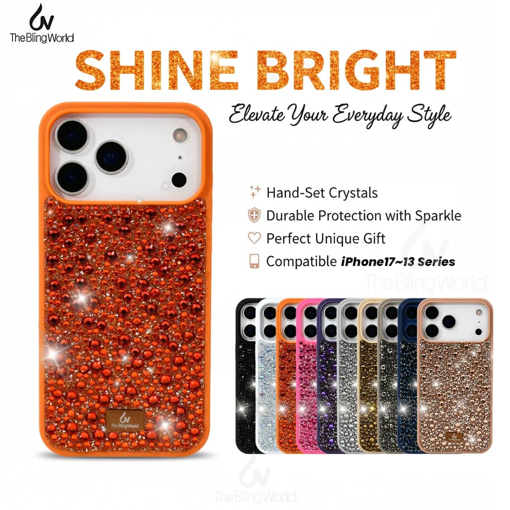Luxury 3D Crystal Diamond Phone Case For IPhone 17 16 15 14 Pro Max Plus Bling Rhinestone TPU Soft Bezel Cover For Women Girls