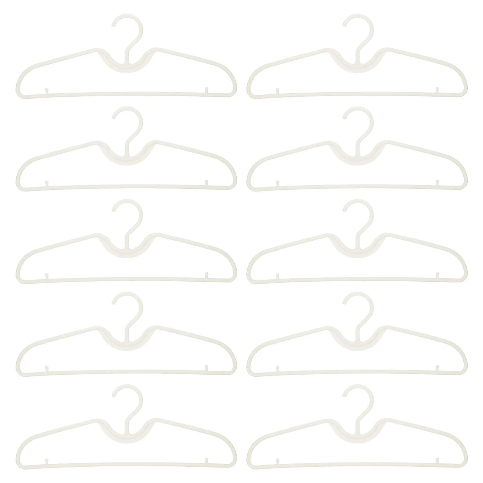 10Pcs Short Neck Plastic Clothes Hangers Non Slip Space Saving Closet Wardrobe Organizer for Shirts Pants Dorm
