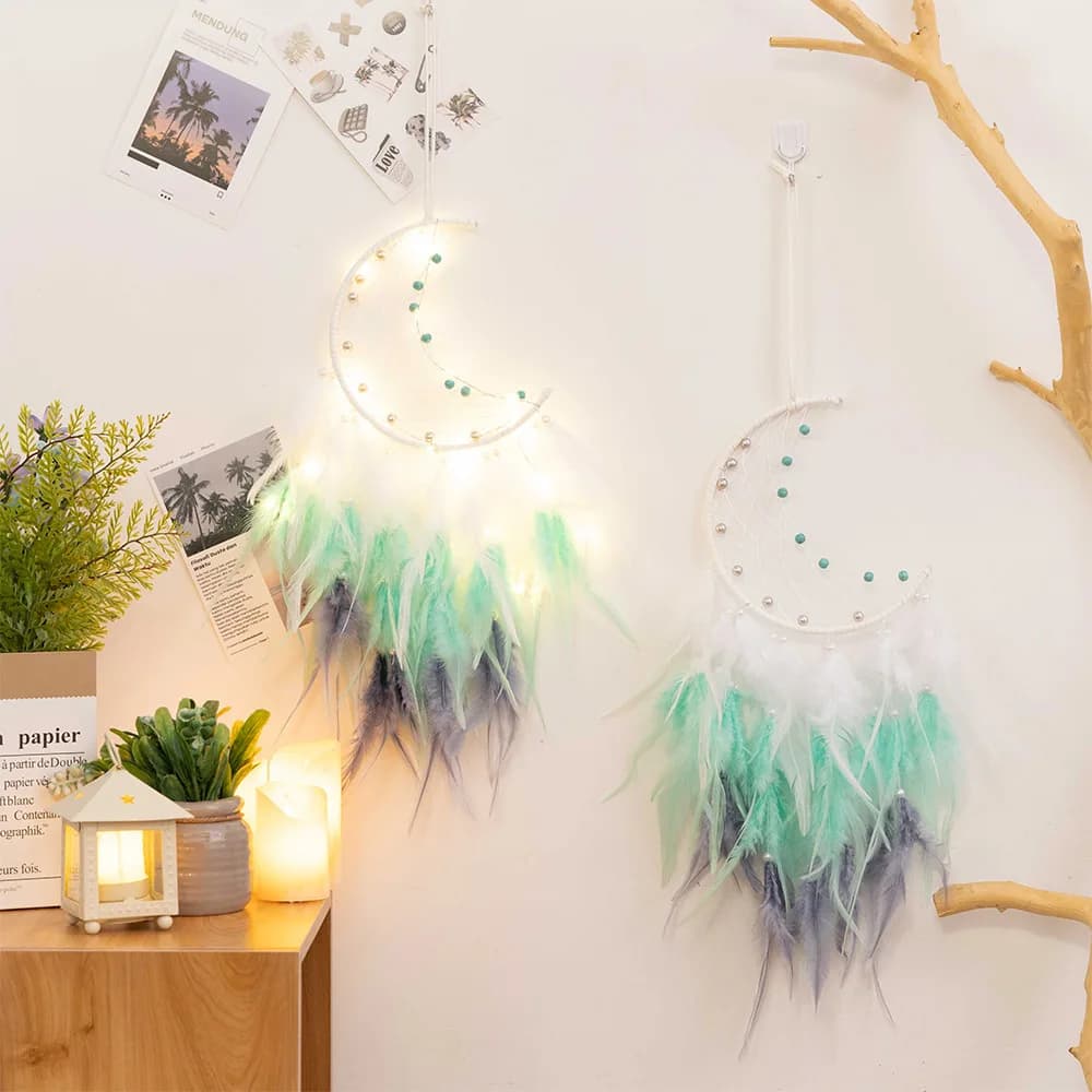 Half-moon angel Dream Catcher Room Girl Nordic Decoration Home Nordic Style Kids Wind Chimes Dreamcatcher Without LED