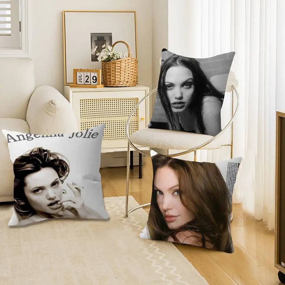 Federa per cuscino Angelina Jolie, federa per cuscino anime, federa per cuscino da divano/letto, 45x45 cm, alla moda