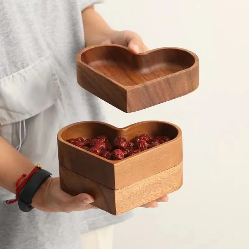 1pc Stackable Heart Shaped Snack Tray Creative Candy Nut Dried Fruit Storage Plate for Home Party Table Decor