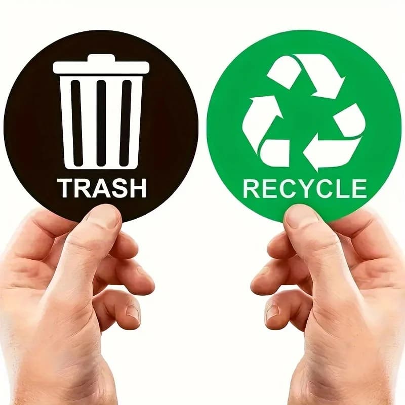 5.9-Inch Recyclable and Non-Recyclable Trash Bin Label - Self-Adhesive, Waterproof Sticker for Easy Sorting
