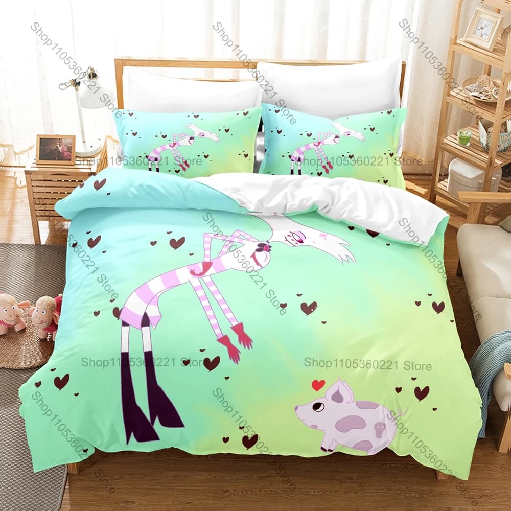 Cartoon Angel Dust Fat Nugget Bedding Set 3 Piece Duvet Cover Set Brushed Fabric Single Twin Queen King Size Bed Linen