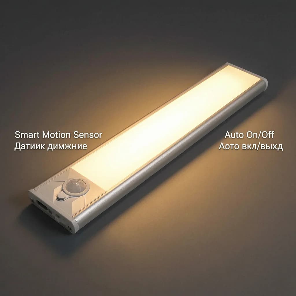 Luce LED Magnetica Ricaricabile per Armadio con Sensore di Movimento PIR, Lampada Notturna Ultra Sottile per Comodino