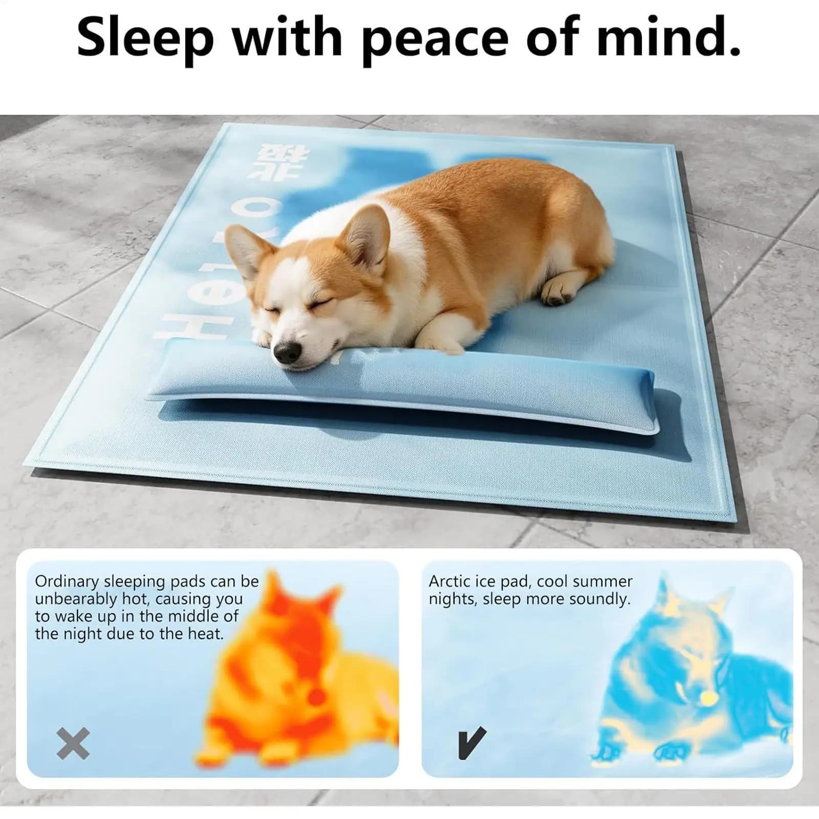 Cooling Mat For Dogs With Neck Pillow Washable Bed Pet Cooling Pad Sleeping Mat For Puppy Kitten Cat Small Medium Large Crate