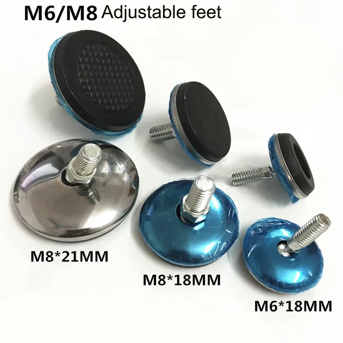 M6 M8 Piedini regolabili Pad Diametro 28mm 37mm 49mm Gamba per mobili Tavolo Livellamento Piedini congiunti universali Vite
