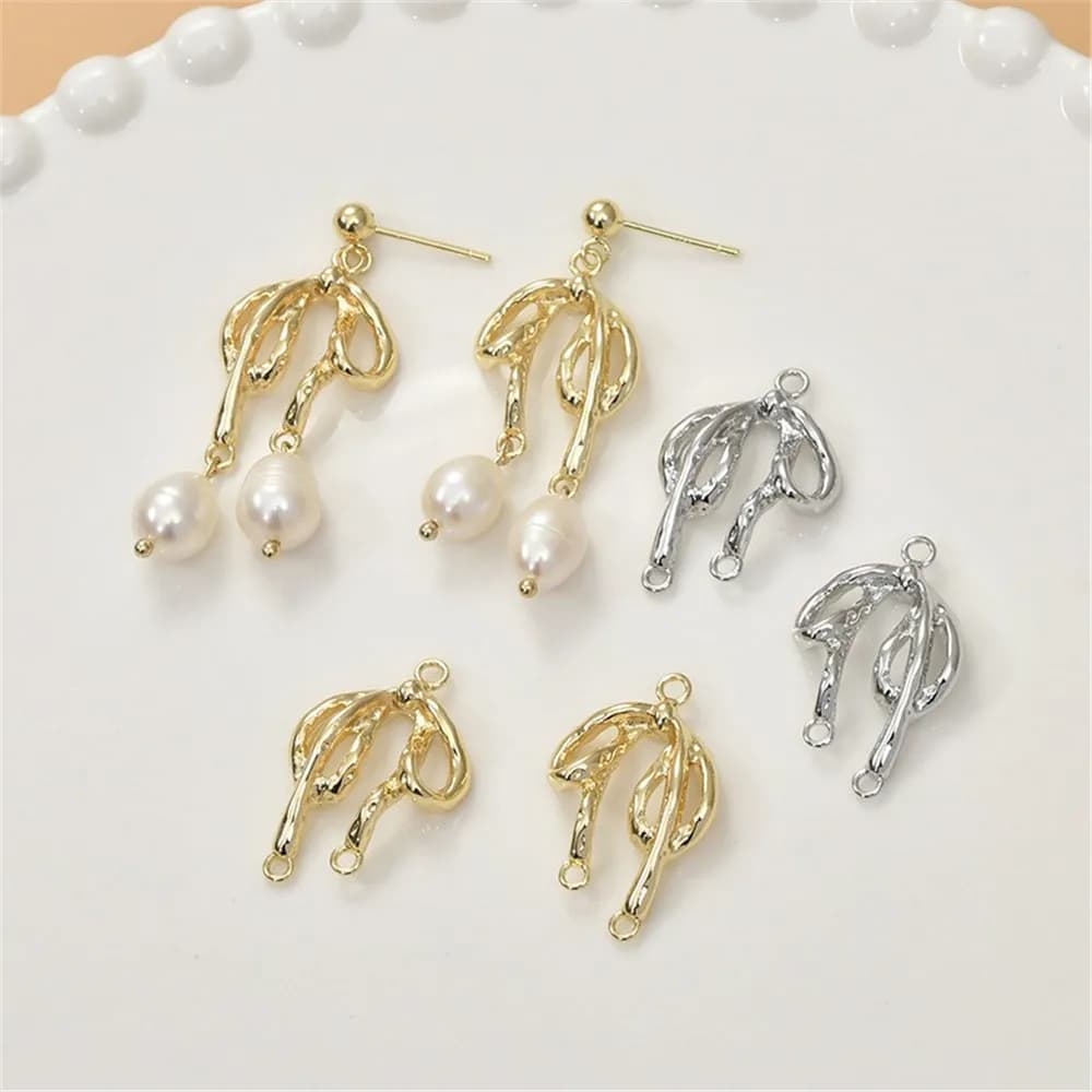 Ciondolo a Fiocco Carino in Rame Placcato Oro 14K con Ritenzione del Colore, Materiale per Accessori Fatti a Mano per Collane, Bracciali e Orecchini