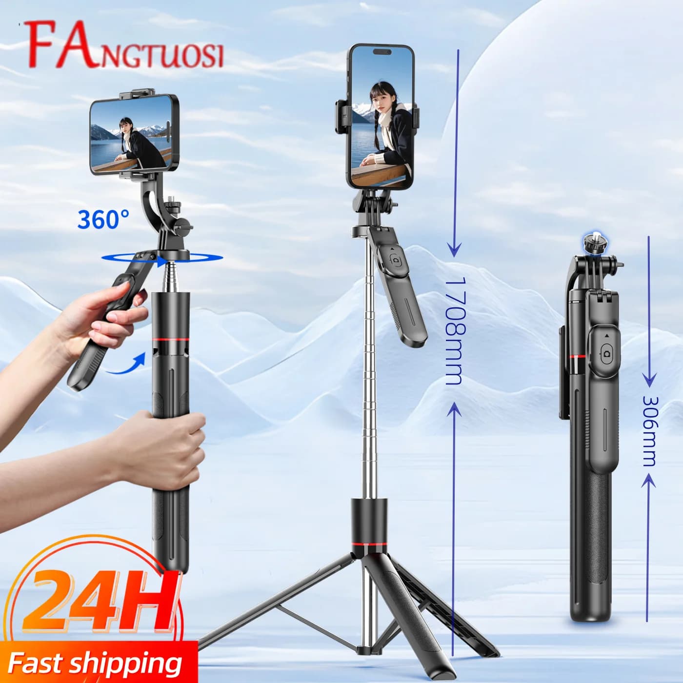 Supporto per treppiede per selfie stick Bluetooth senza fili con treppiede per otturatore remoto con luce di riempimento per iPhone Samsung Xiaomi Supporto per telefono dal vivo