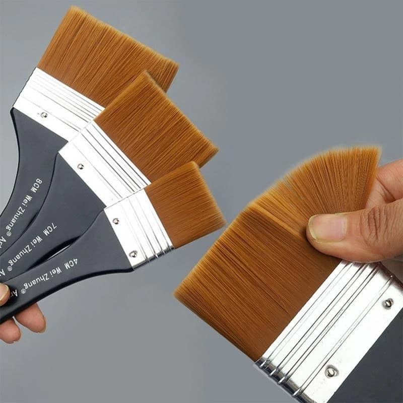 P5EA Artist Flat Paint Brush Large Wash Brush Nylon Hair for Gesso Varnishes Painting