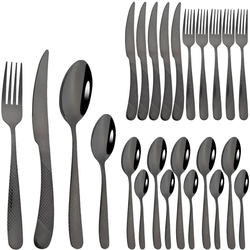 24 pieces set cutlery knife fork spoon stainless steel crockery set of western dishes kitchen cutlery table set silverware for dinner