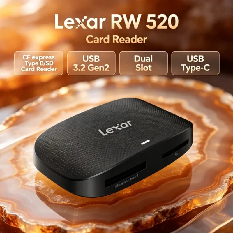 Lexar RW520 Memory Card Reader USB 3.2 Gen 2 High Speed CFexpress Type B SD Card Reader 10Gbps for Data Transfer