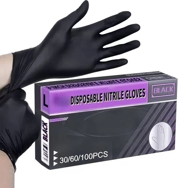 Guanti in Nitrile Neri Monouso 100/60/30 Pezzi, Guanti per Pulizie Domestiche, Lavaggio Piatti, Spazzolatura Pentole, Strumenti di Pulizia Multifunzionali