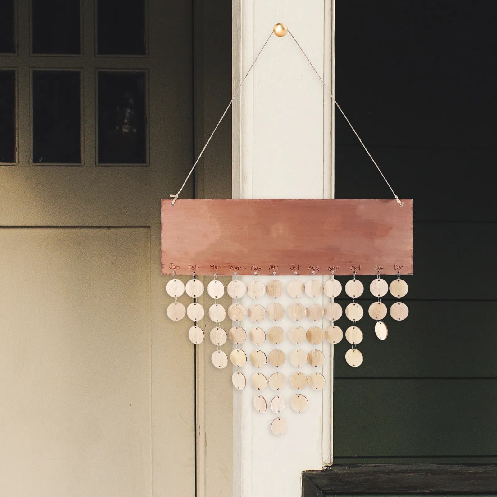 Set di 50 Etichette Rotonde in Legno con Chiusura in Ferro per Targhe in Legno, Calendari, Promemoria di Compleanno Fai-da-Te, Lavagnette Appese, Materiali per Artigianato e Decorazioni