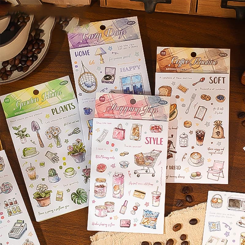 Mr.Paper 4pcs Life Wanderlust Collection Stickers, Die-Cut Journal Supplies, Daily Scene Collage Decor, Themed Creative Material