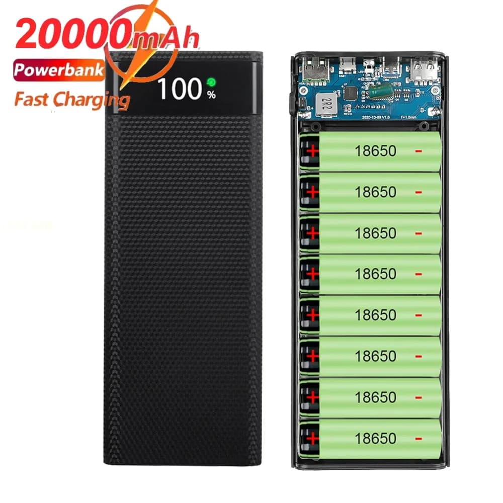 Custodia Power Bank 8*18650 da 20000mAh con Ricarica Rapida 25W, Scocca Staccabile per Power Bank Mobile, Supporto Batteria Compatibile con Tutti gli Smartphone