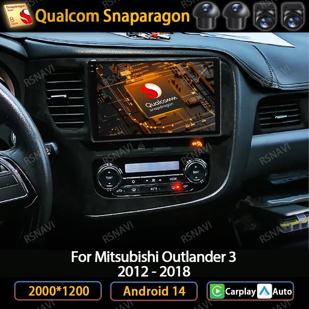Android 14 Wireless CarPlay Auto Per Mitsubishi Outlander 3 GF0W GG0W 2012 - 2018 Autoradio Lettore Video Multimediale 4G GPS NAVI