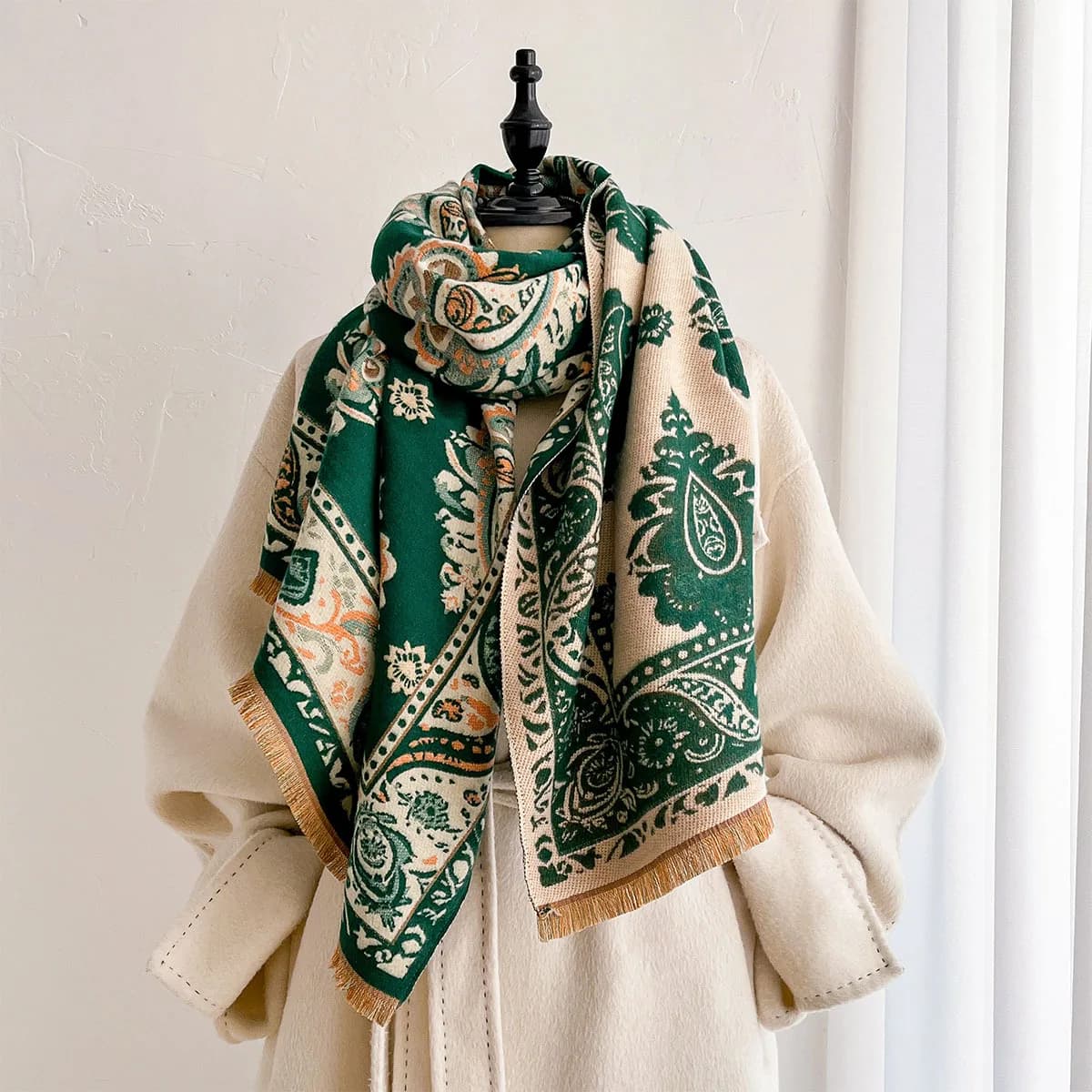 Vintage Reversible Paisley Shawl Women Thick Warm Imitation Cashmere Blanket Scarf Large Wrap Winter Ladies Neck Scarves 2026