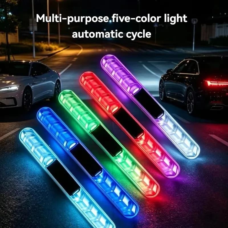 Luce di avvertimento anti-collisione solare per portiera auto, striscia luminosa decorativa a LED colorata lampeggiante per moto, segnali di sicurezza per la guida notturna