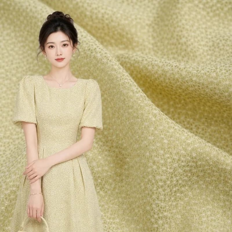 Drapey Beige Tiny Grain Textured Floral Jacquard Fabric Slightly Structured for Pants Dress Skirt DIY Sewing Accessories