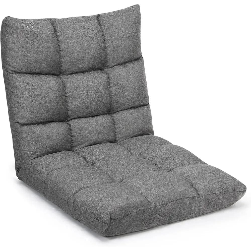 14-Position Cushioned Gaming Sofa Chair with Lazy Recliner, High Resilience Sponge, Breathable Cotton-Linen Fabric, Removable Co