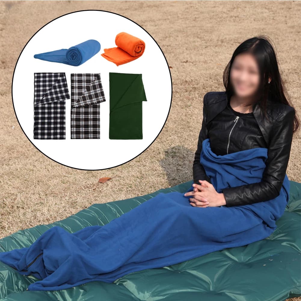 1pc sacco a pelo esterno in pile polare con cerniera portatile sacco a pelo per adulti coperta con sacchetto di immagazzinaggio per parti del letto della tenda da campeggio