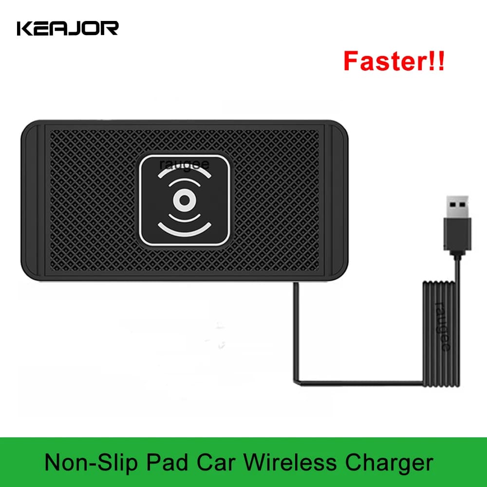 Caricabatteria wireless per auto per iPhone 16 15 14 13 12 Samsung S25 S24 S23 Caricabatteria per auto wireless Tappetino antiscivolo in silicone Caricatore rapido per auto