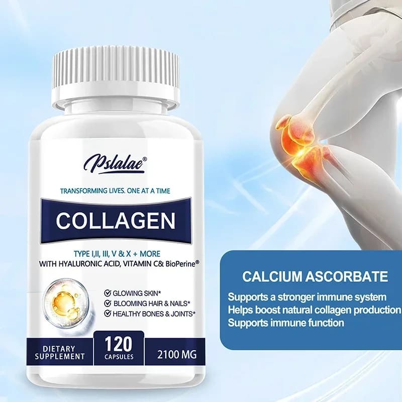 Collagen capsules: contains vitamin C, promotes the health of joints and bones, healthy hair, nails and skin, increases energy