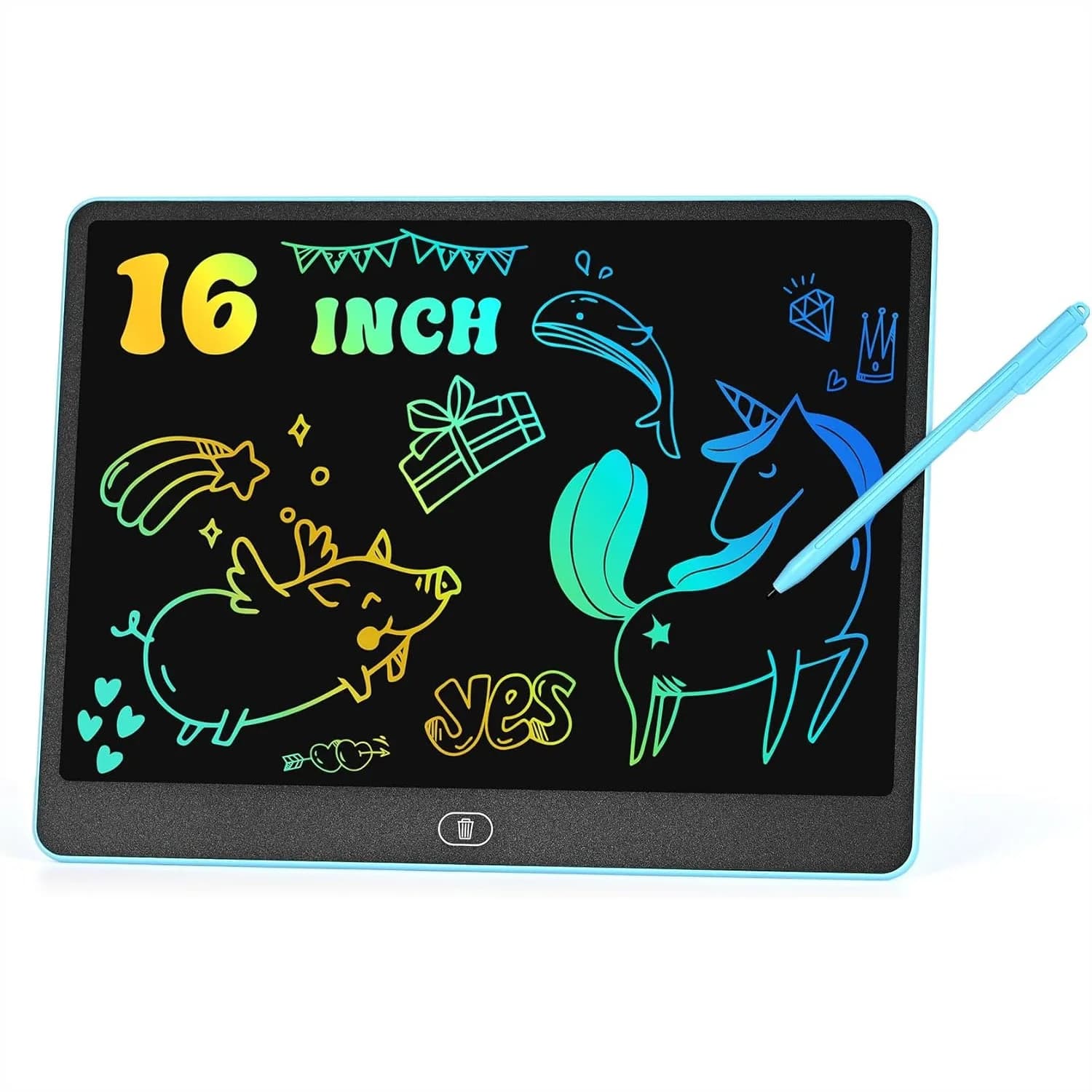 Tavoletta LCD da 16 Pollici per Bambini, Lavagna Colorata con Funzione Cancellabile, Giocattolo Educativo per Disegnare per Bambini e Bambine dai 3 agli 8 Anni