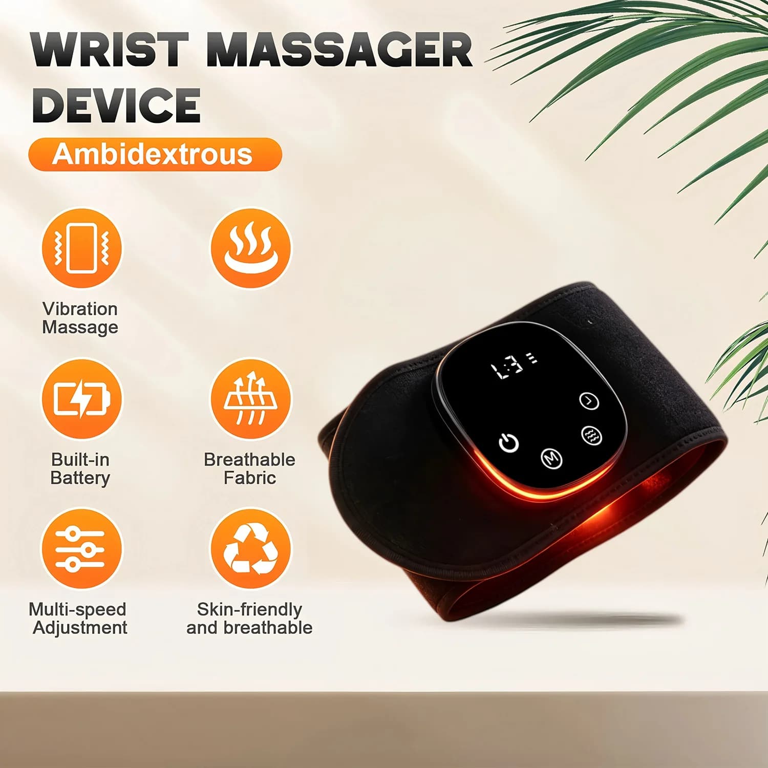 Portable Wrist Massager Hand Massage Deivce Cordless Wrist Brace Vibration Wrist Pad for Carpal Tunnel Hand Wrist Daily Comfort