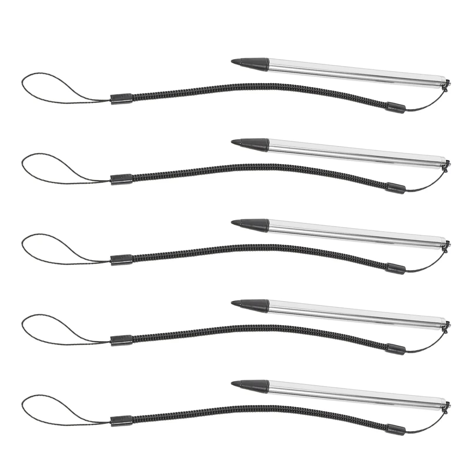 Penna stilo universale per touchscreen da 5 pezzi, punta fine ad alta precisione, impugnatura comoda, corda antifurto, portatile, per tablet e telefono
