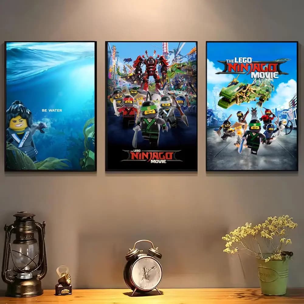 Cool L-LEGOs Cartoon N-Ninjago Poster For Self-adhesive Art Waterproof Paper Sticker Coffee House Bar Room Wall Decor