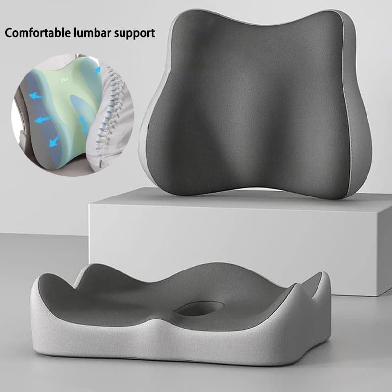 Cuscino per sedile da ufficio integrato con schienale per supporto lombare Memory Foam Sollievo dalla pressione Design ergonomico per il massimo comfort