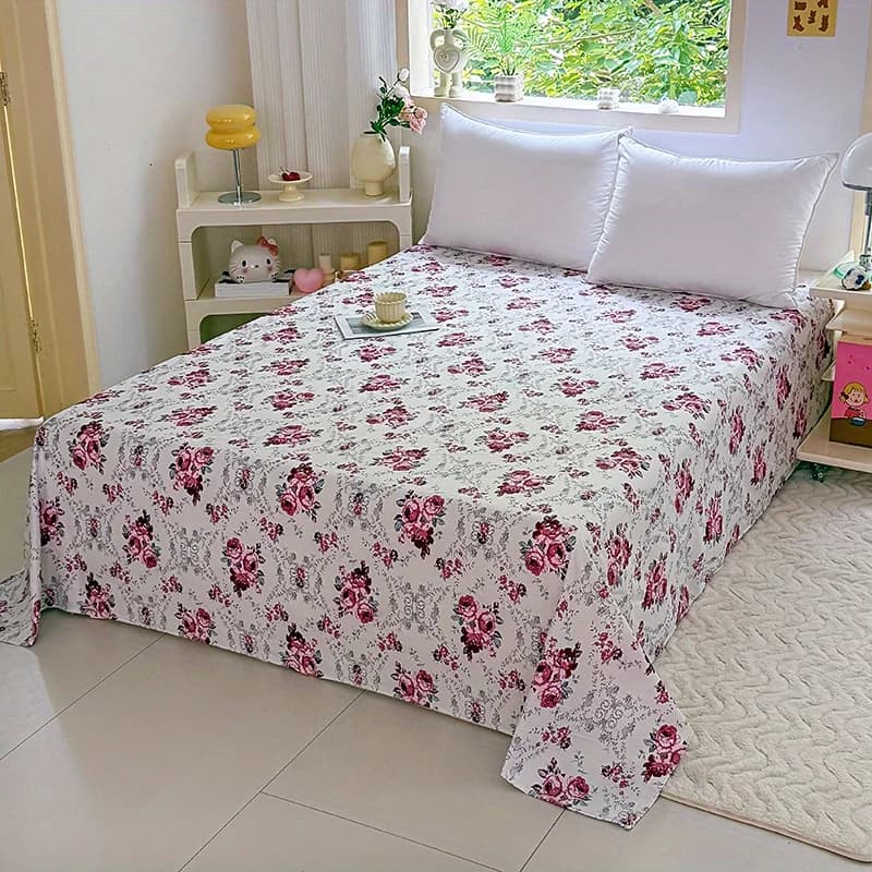 1pc Bed Sheet Flower Printed Top Sheets Single/Queen/King Bedsheet for Double Beds Floral Flat Bed Sheet(without pillowcase)