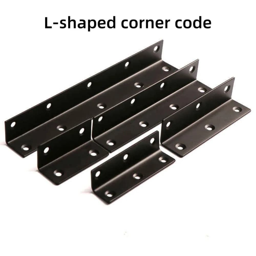 10Pcs 90° Right Angle Corner Support Braces, Black Iron L Brackets, Durable Connector Plates to Reinforce Furniture Boards